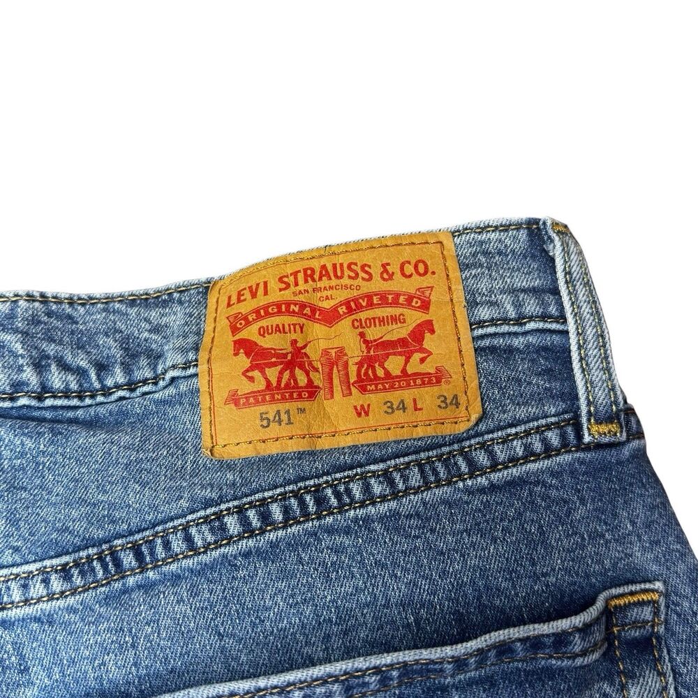 Levis 541 Men 34x34 (32x34) Athletic Taper Fit Medium Blue Wash Stretchable - Picture 5 of 7